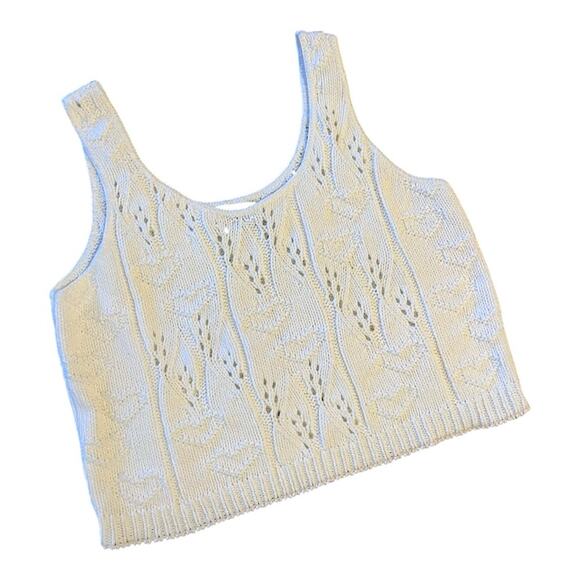Vtg Heart Twee Crop Knit Sweater Tank Top Size S Coquette Feminine Girlhoodcore - Picture 1 of 8